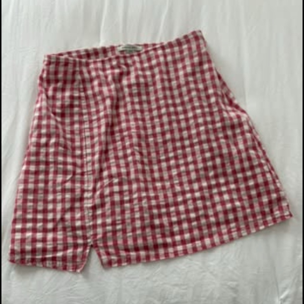 American Eagle Outfitters Pink and White Plaid Skirt